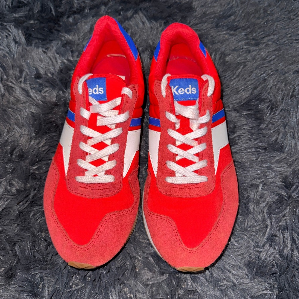Keds Womens WH68146 Low Top Sneakers Size 8 Red White Blue Retro Suede Textile